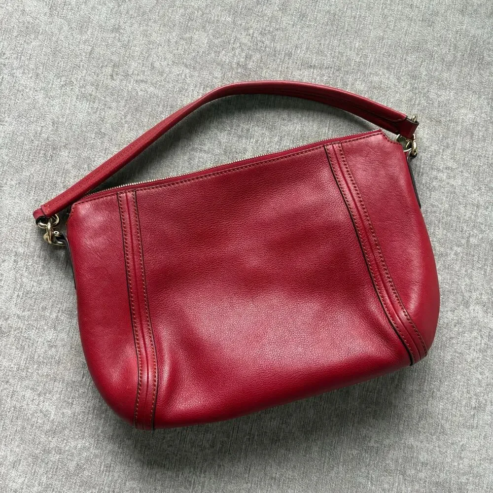Authentic MCM Red Leather Shoulder Bag